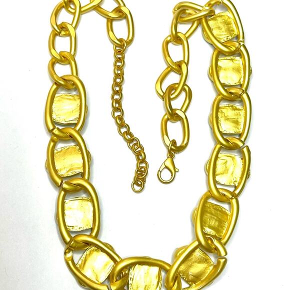 Chunky Chain Necklace Blue Turquoise Peridot Gold Choker Collar O18 - Picture 3 of 6